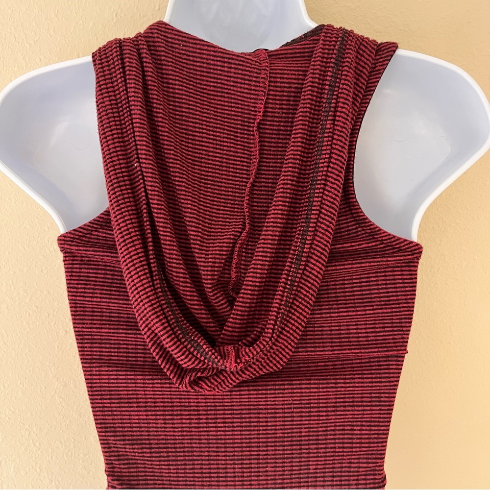 Windsor Vintage Y2K Henley Bodysuit Small Hooded Grunge Indie 90s Burgundy - Picture 5 of 10